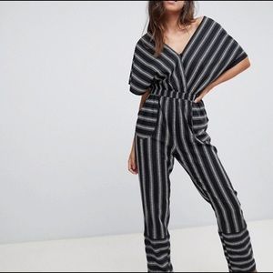 Boohoo Stripe Kimono Sleeve Jumpsuit